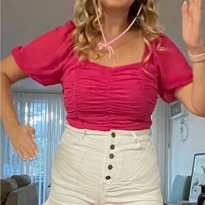 Pink Ruched Women's Top